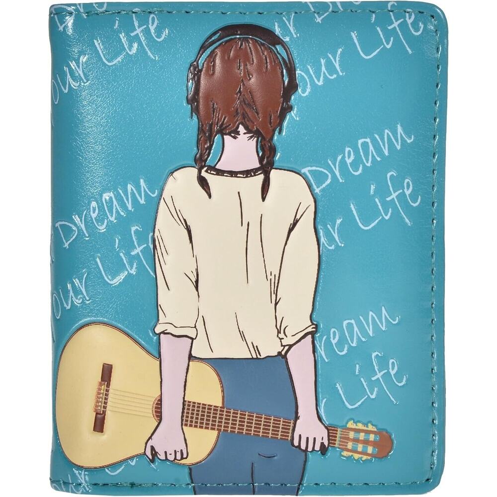 Shag Wear Womens Small Vegan Leather Wallet 4.5" - Create Your Dream, Teal NWT